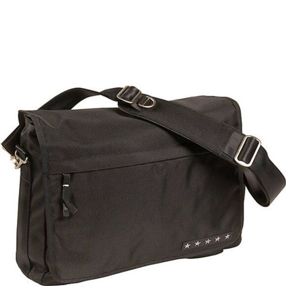 JJB Front Flap Fabric Messenger Bag in Black - Picture 2 of 9